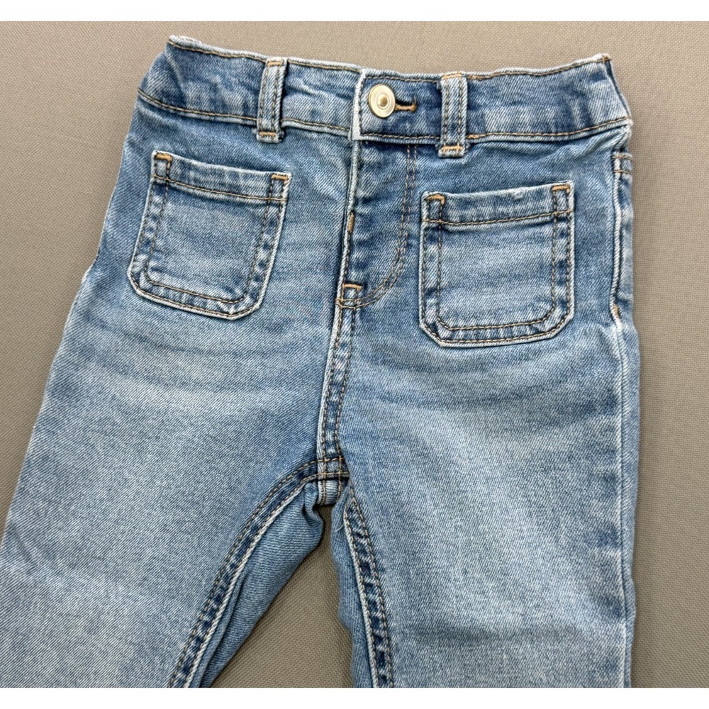 Wonder Nation Flare Jeans Bell Bottom Stretch Denim Blue Patch Pocket Toddler 2T - Picture 2 of 14